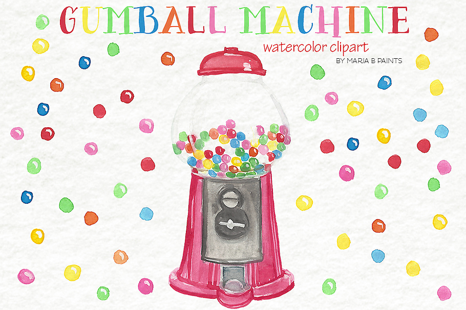 Watercolor Clip Art - Gum balls  in Illustrations - product preview 8