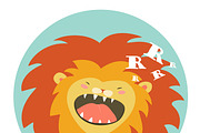 Funny lion roaring