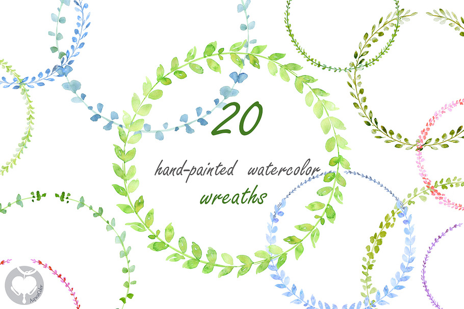 Watercolor clipart Wreaths in Illustrations - product preview 8