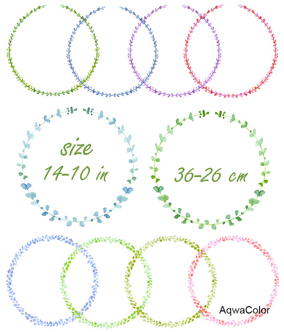 Watercolor clipart Wreaths in Illustrations - product preview 1