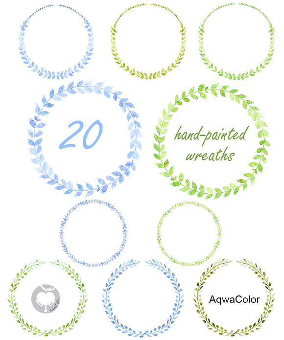 Watercolor clipart Wreaths in Illustrations - product preview 2