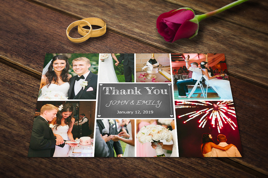 Wedding Thank You Card Template PSD