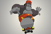 Funny monkey on skateboard