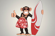 Funny monkey surfer