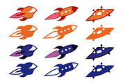 Cartoon spaceships vector icon set