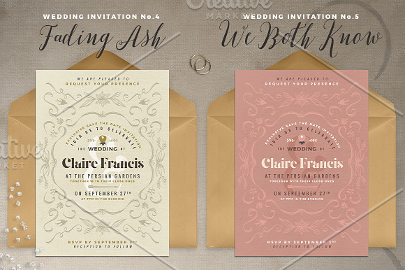 7 Vintage Deco Wedding Invitations I in Wedding Templates - product preview 3