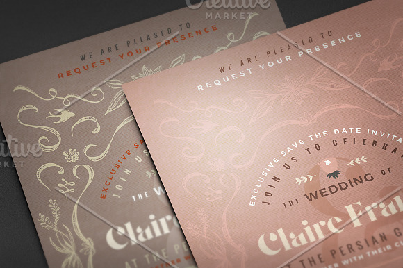 7 Vintage Deco Wedding Invitations I in Wedding Templates - product preview 7