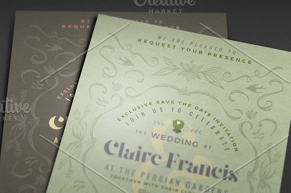 7 Vintage Deco Wedding Invitations I in Wedding Templates - product preview 8