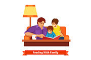 Happy family reading together