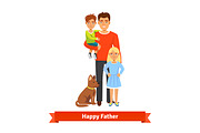 Father with son, daughter and dog