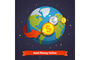 Send money online concept