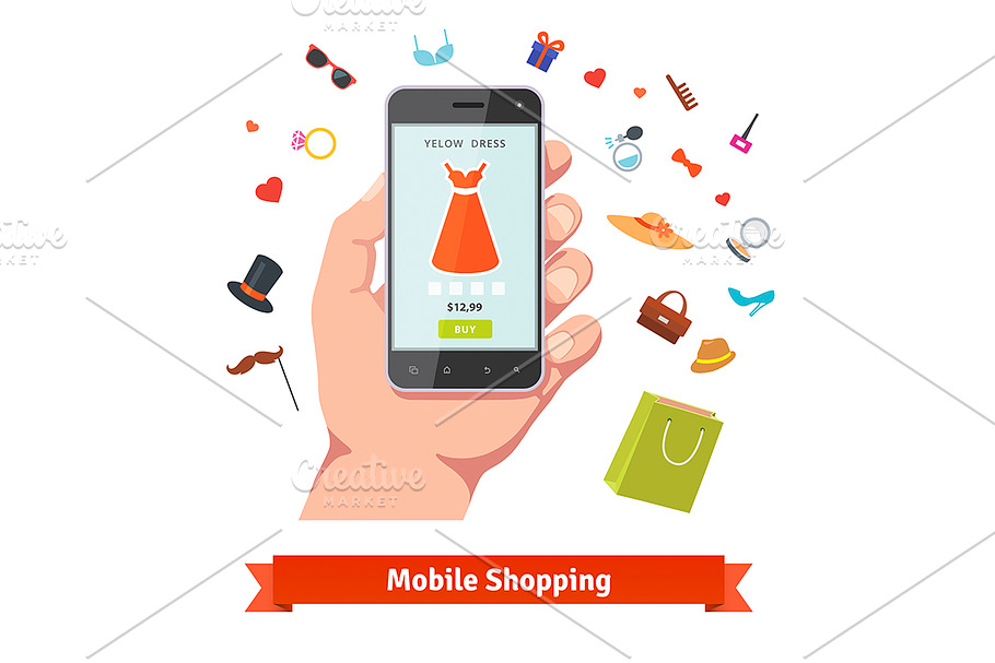 Woman mobile online shopping