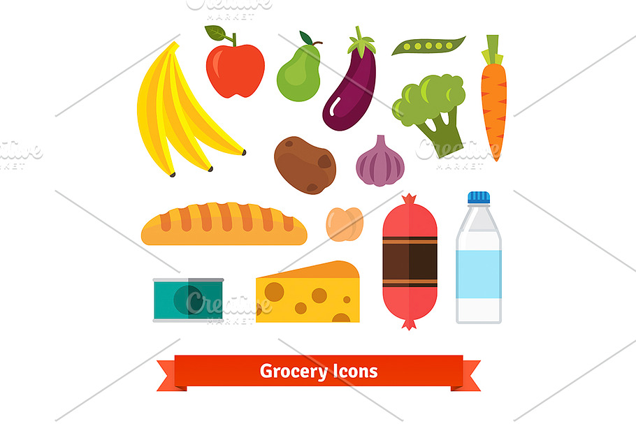 Vegetables, fruits and groceries in Graphics - product preview 8