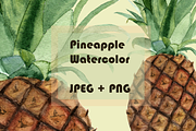 Watercolor Pineapple Clipart & Print