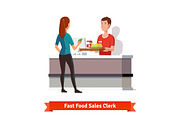 Sales clerk at fast food restaurant