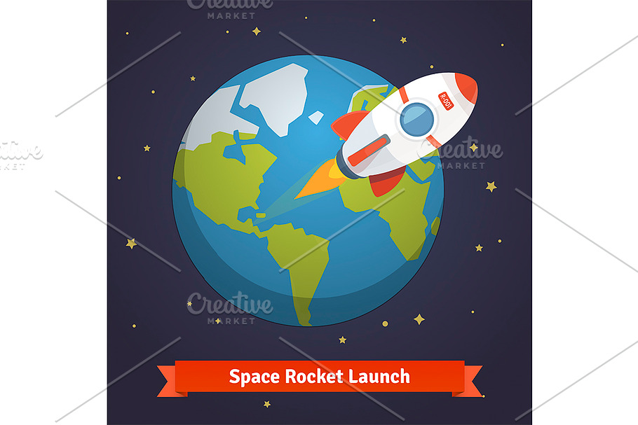 Cartoon space rocket in Illustrations - product preview 8