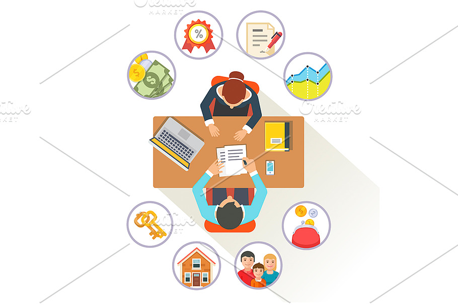 Bank clerk talking to customer in Illustrations - product preview 8