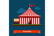 Open circus striped tent