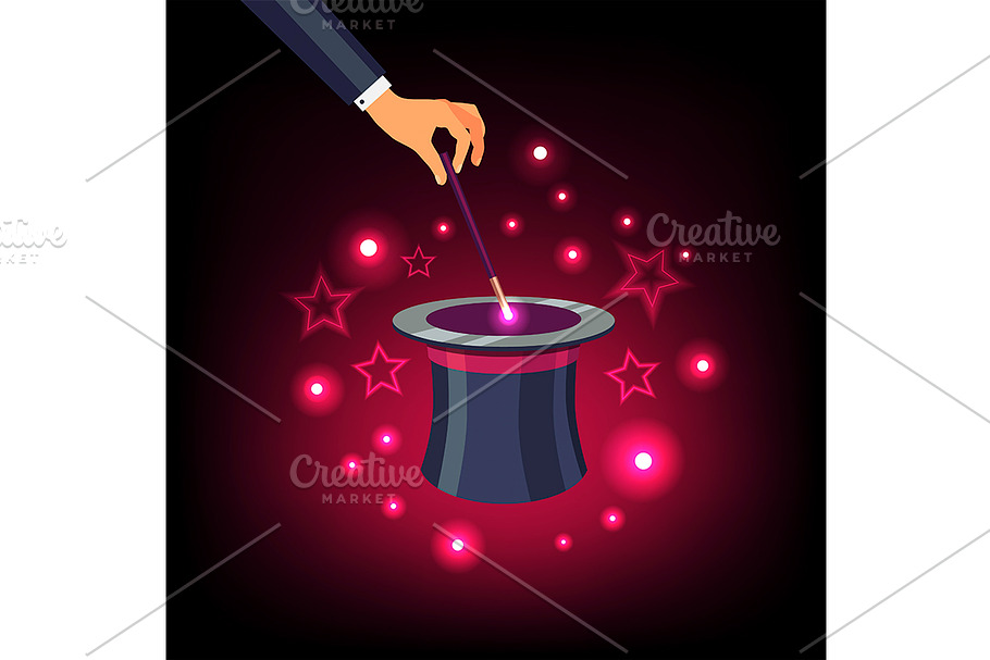 Magical top hat and magic wand in Illustrations - product preview 8