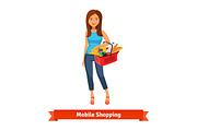 Woman standing with shopping basket
