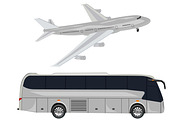 travel transport, bus, car, airplane