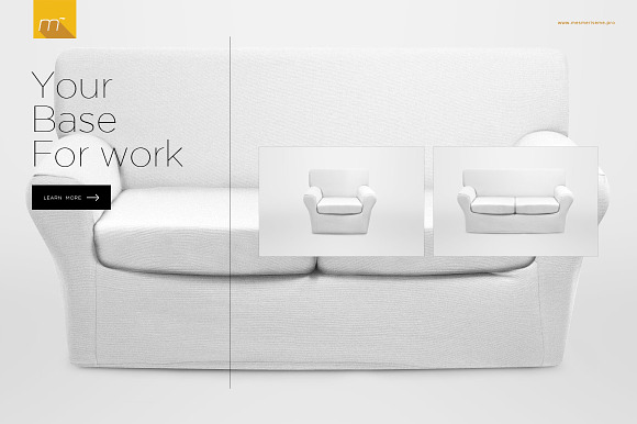 Sofa and Armchair Mock-up in Product Mockups - product preview 3