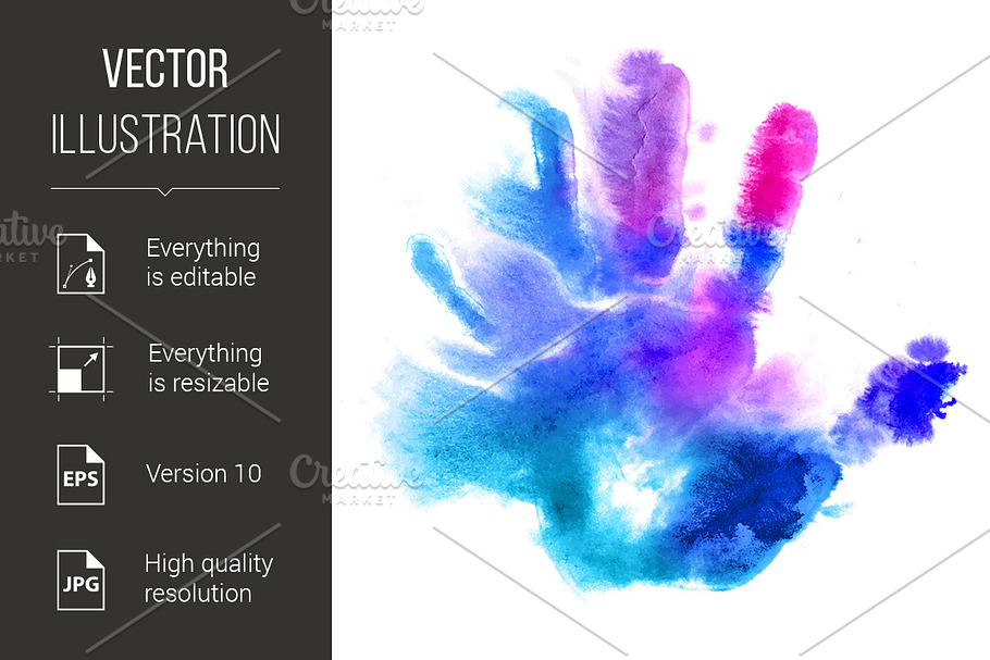 Watercolor hand print in Graphics - product preview 8