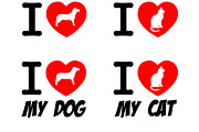 I Love Dog and Cat Signs Collection