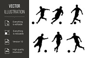 Soccer, football players silhouettes