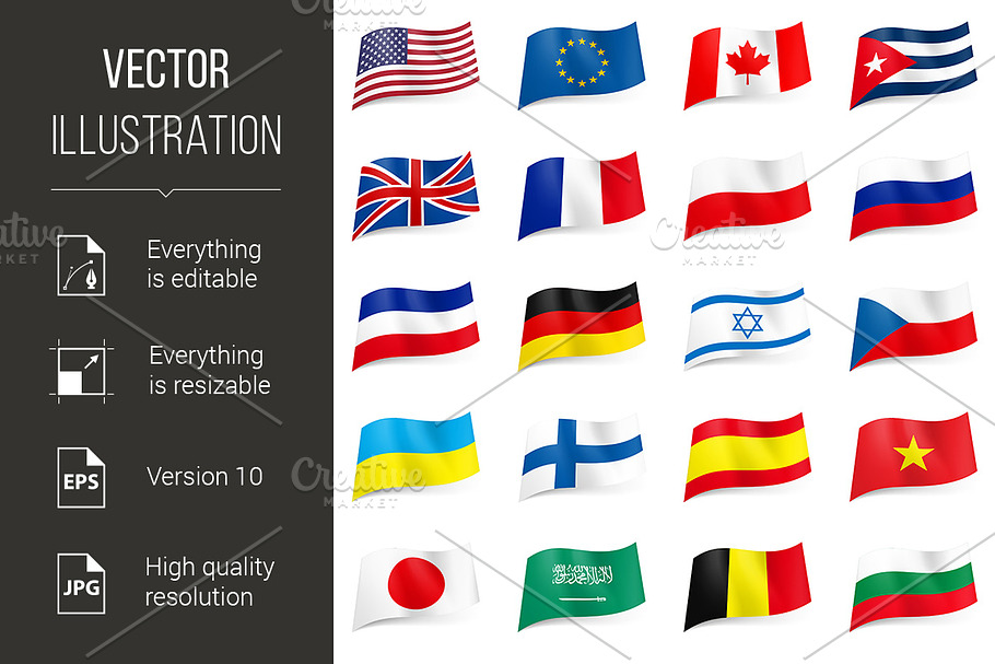 Set of World flags icons in Graphics - product preview 8