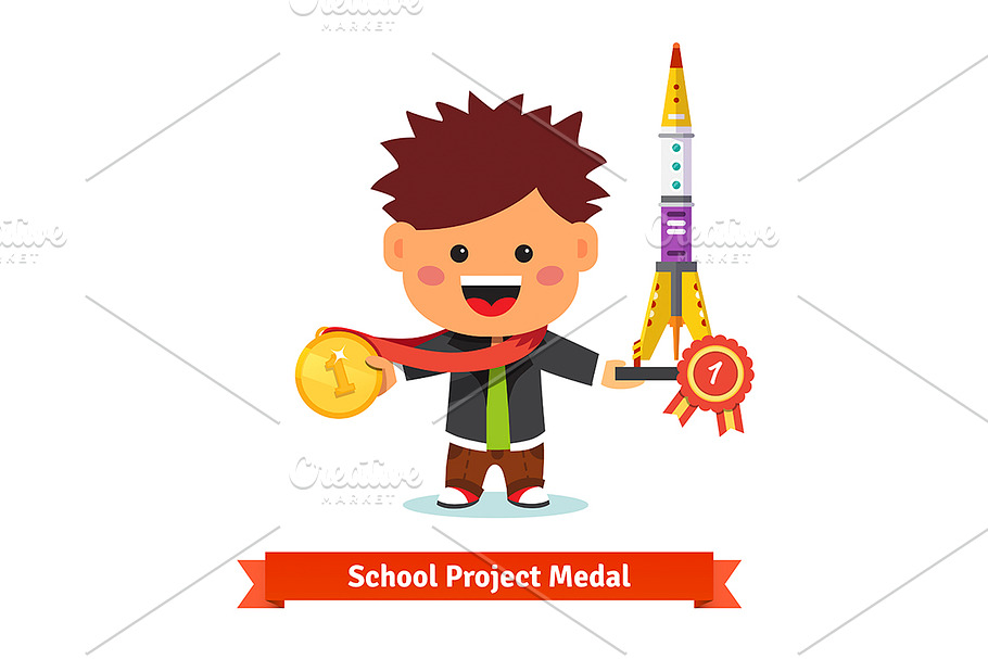 School science project medal in Illustrations - product preview 8