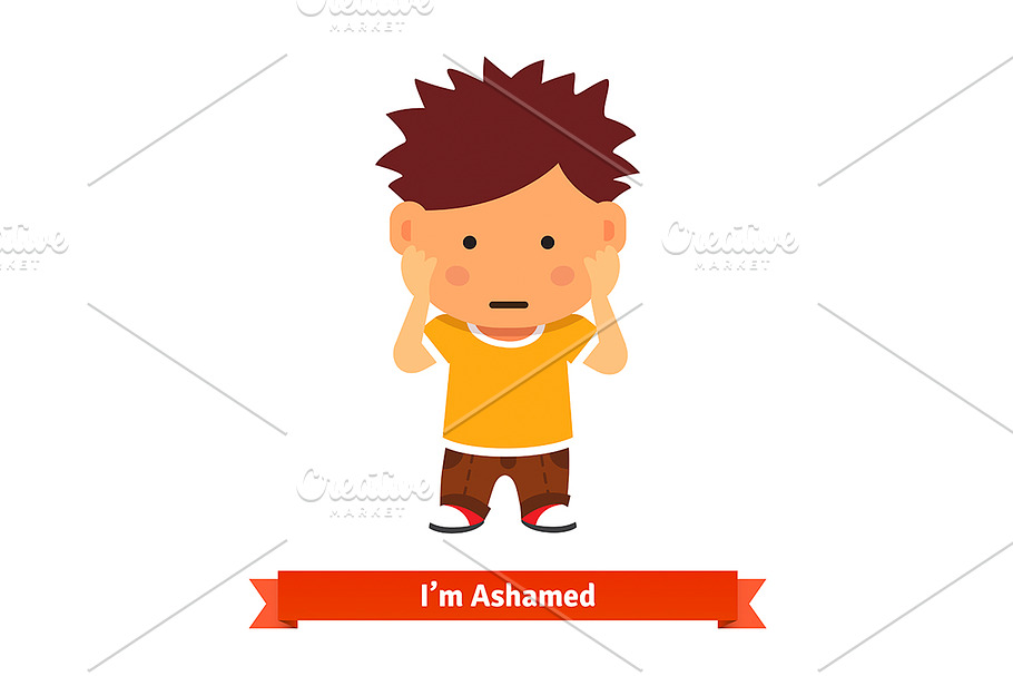 Ashamed or scared kid in Illustrations - product preview 8