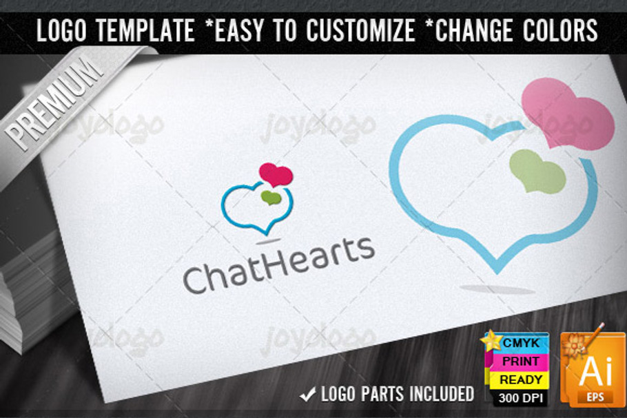 Talk Bubbles Hearts Social Chat Logo in Logo Templates - product preview 8
