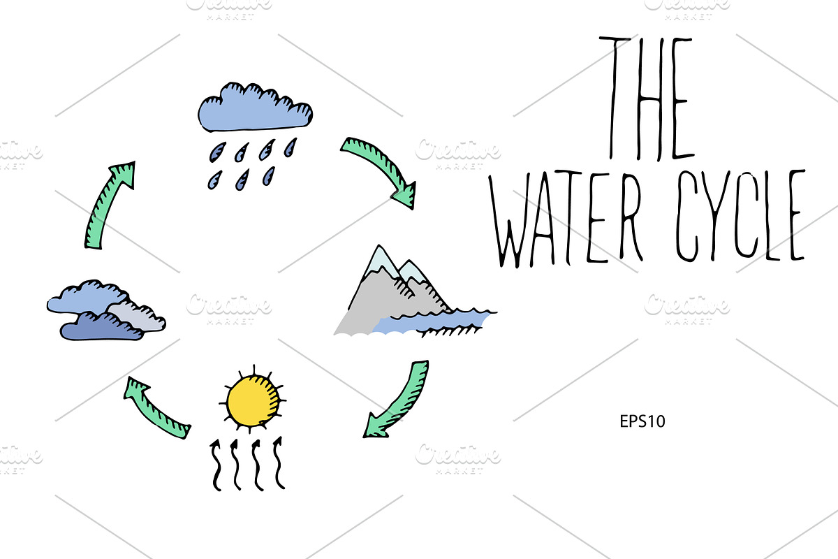Water cycle. Vector in Illustrations - product preview 8