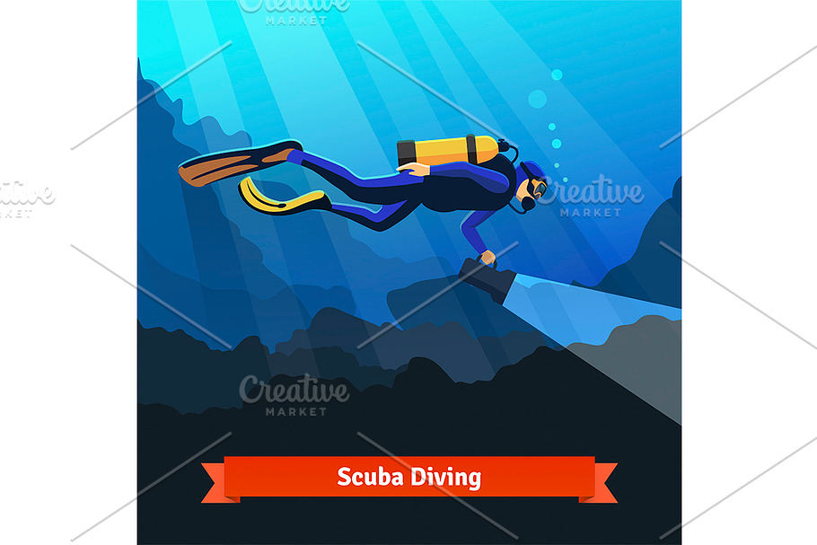 Professional scuba diver underwater