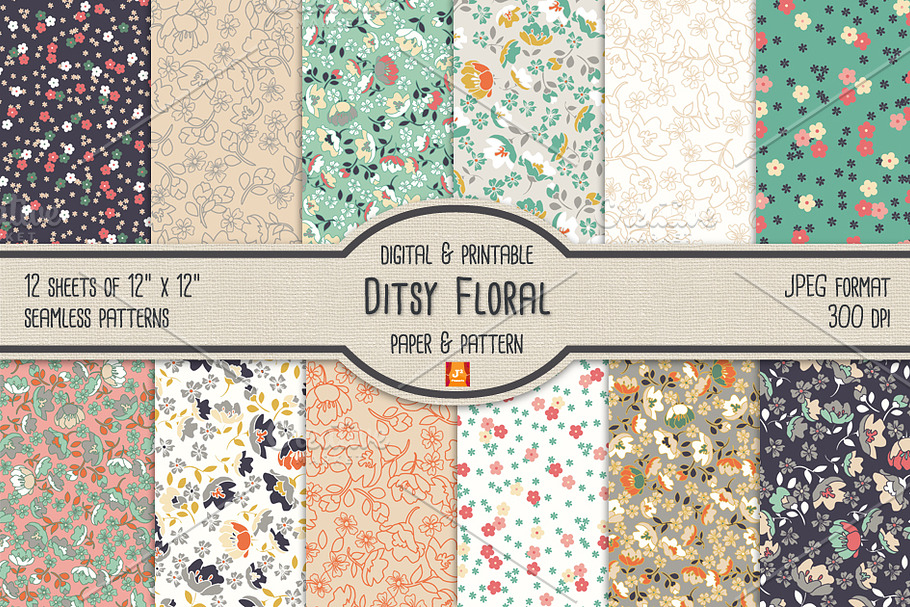 Ditsy Floral Digital Paper & Pattern
