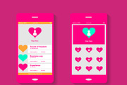 Mobile interface pink color hearts