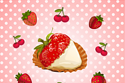 Cartoon strawberries with cream