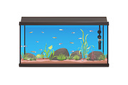 Aquarium illustration with fishes.
