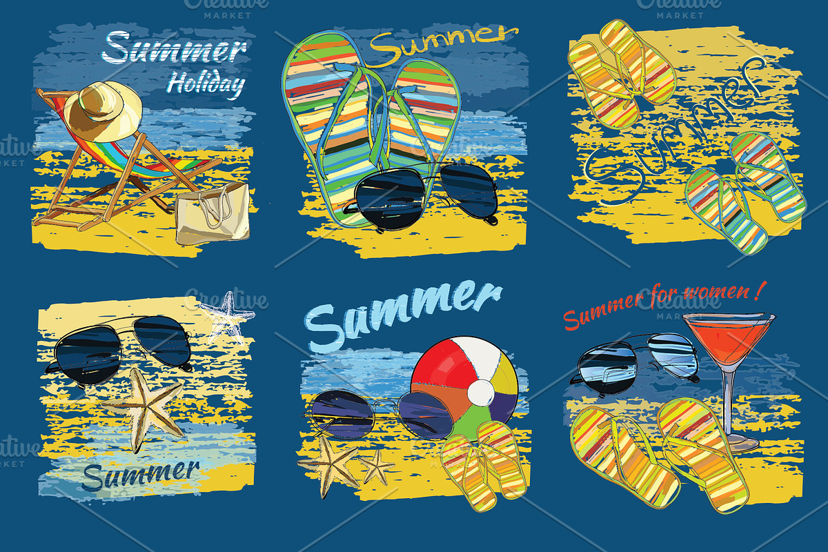Summer background template (vector) in Objects - product preview 8