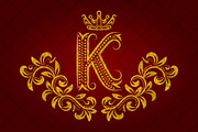 Patterned golden letter K monogram