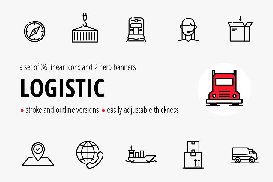 Logistic. Vector banner/icons set.