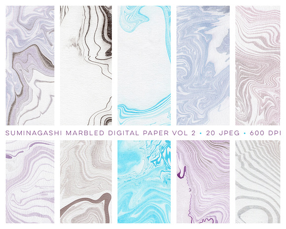 Marbled Paper Textures Digital in Textures - product preview 2