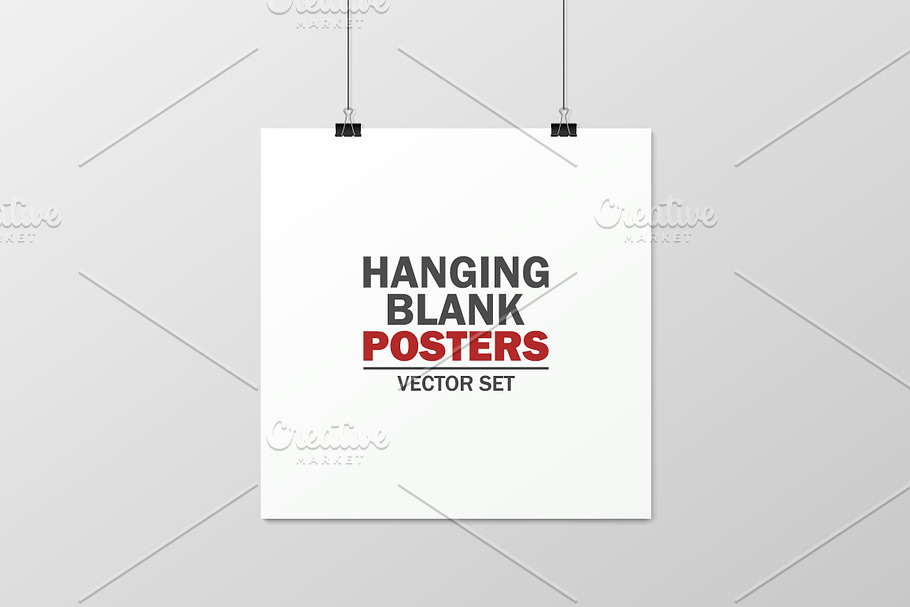 Hanging blank posters.