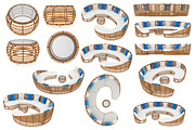 Patio furniture, set objects