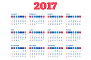 Simple calendar 2017 template