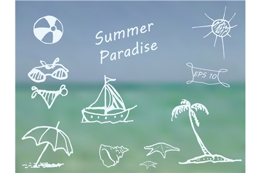 Doodle Summer Paradise vector in Objects - product preview 8