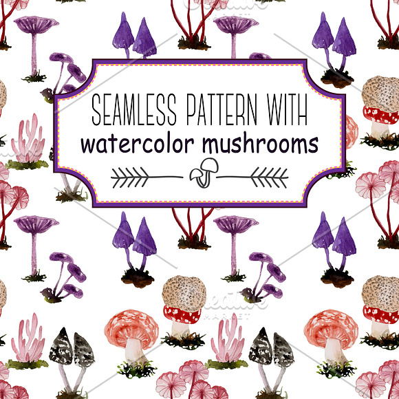 Seamless pattern with mushrooms in Patterns - product preview 4
