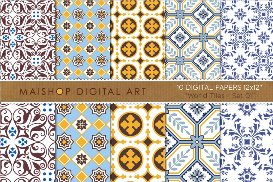 Digital Paper-World Tiles Set 01