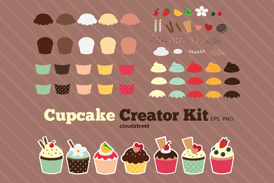 Cupcake Creator Kit Clipart in Illustrations - product preview 8